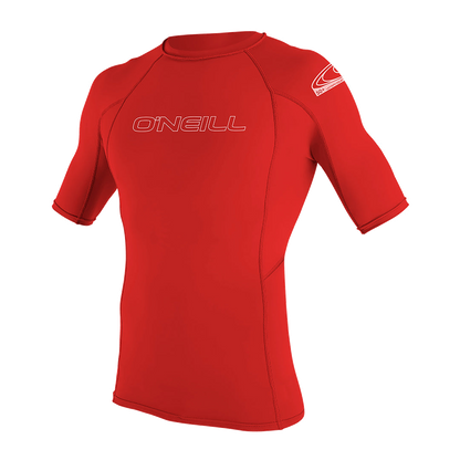 O'Neill Men’s Basic Skins Short Sleeve Rashguard — Red, front view