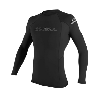 O'Neill Men’s Basic Skins Long Sleeve Rashguard — Black, front view