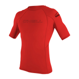 O'Neill Youth Basic Skins Short Sleeve Rashguard — Red, front view