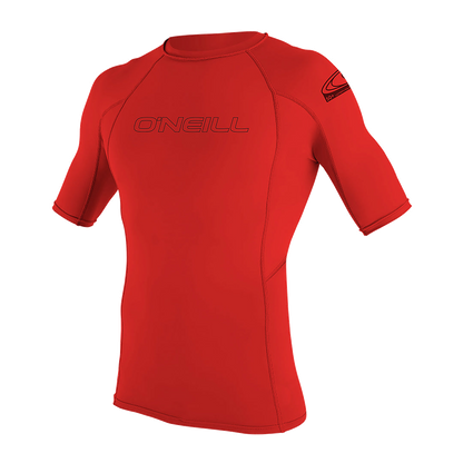O'Neill Youth Basic Skins Short Sleeve Rashguard — Red, front view