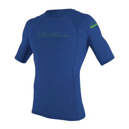 O'Neill Youth Basic Skins Short Sleeve Rashguard — Pacific, front view