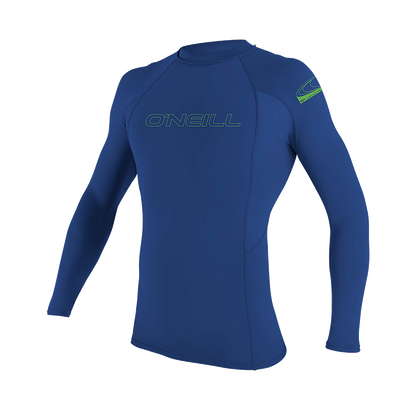 O'Neill Youth Basic Skins Long Sleeve Rashguard — Pacific, front view