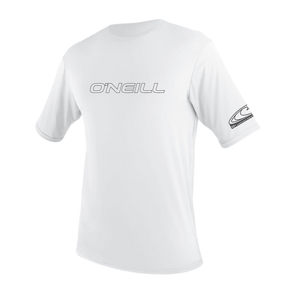 O'Neill Men’s Basic Skins Short Sleeve Sun Shirt — White, front view