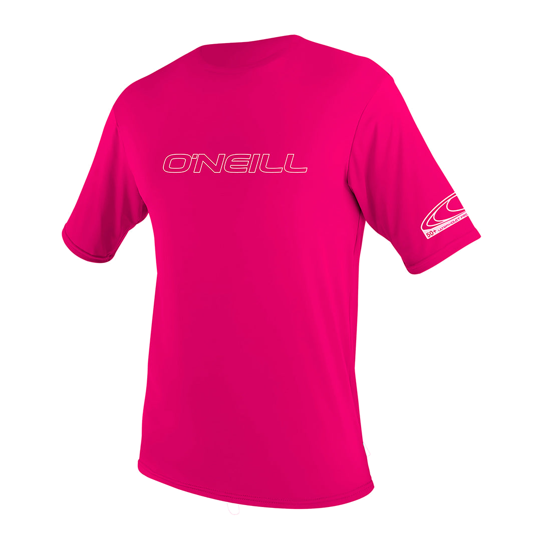O'Neill Youth Basic Skins Short Sleeve Sun Shirt — Watermelon, front view