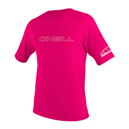 O'Neill Youth Basic Skins Short Sleeve Sun Shirt — Watermelon, front view