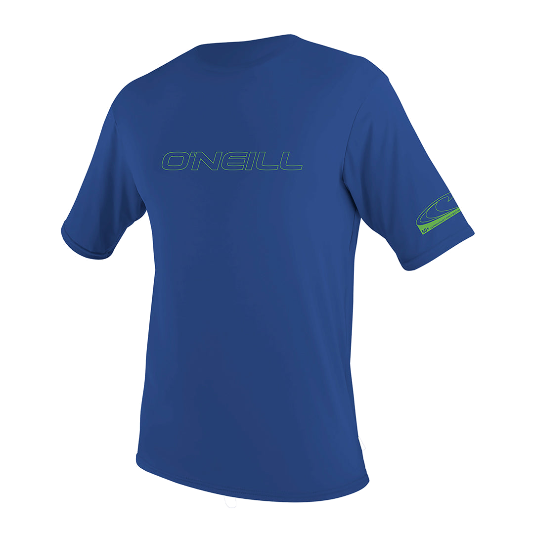 O'Neill Youth Basic Skins Short Sleeve Sun Shirt — Pacific, front view