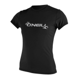 O'Neill Women’s Basic Skins Short Sleeve Sun Shirt — Black, front view