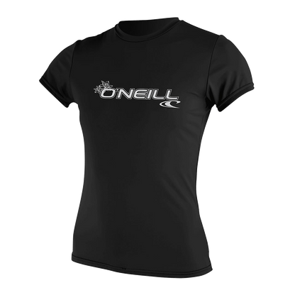 O'Neill Women’s Basic Skins Short Sleeve Sun Shirt — Black, front view