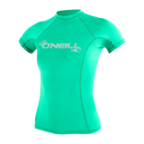 O'Neill Women’s Basic Skins Short Sleeve Rashguard — Seaglass, front view