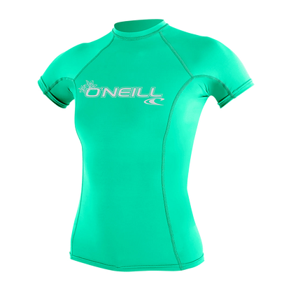 O'Neill Women’s Basic Skins Short Sleeve Rashguard — Seaglass, front view