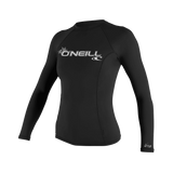 O'Neill Women’s Basic Skins Long Sleeve Rashguard — Black, front view