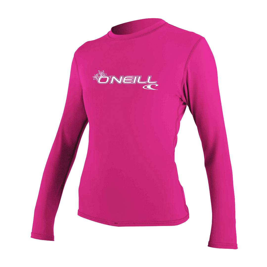 O'Neill Women’s Basic Skins Long Sleeve Sun Shirt — Fox Pink, front view