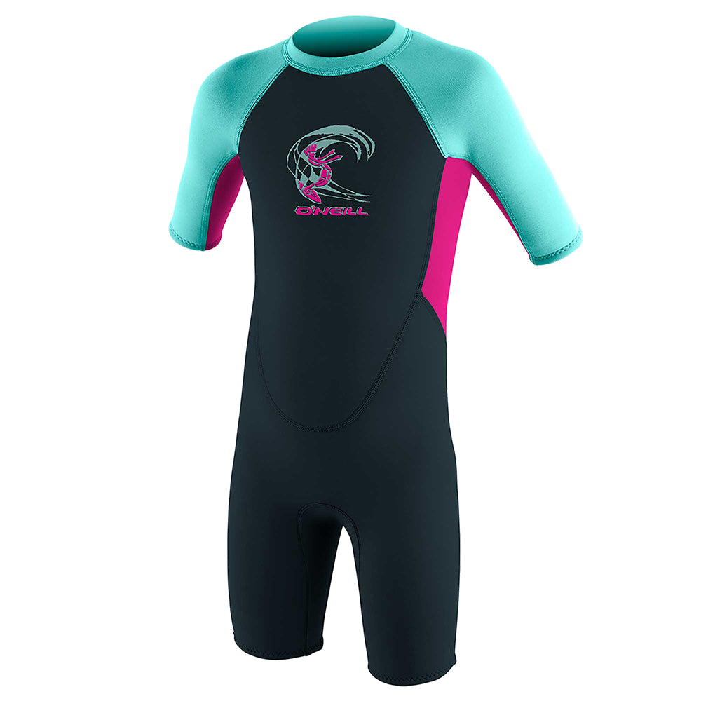 O'Neill Toddler Reactor 2mm Back Zip Short Sleeve Springsuit – Slate / Berry / Seaglass — product view