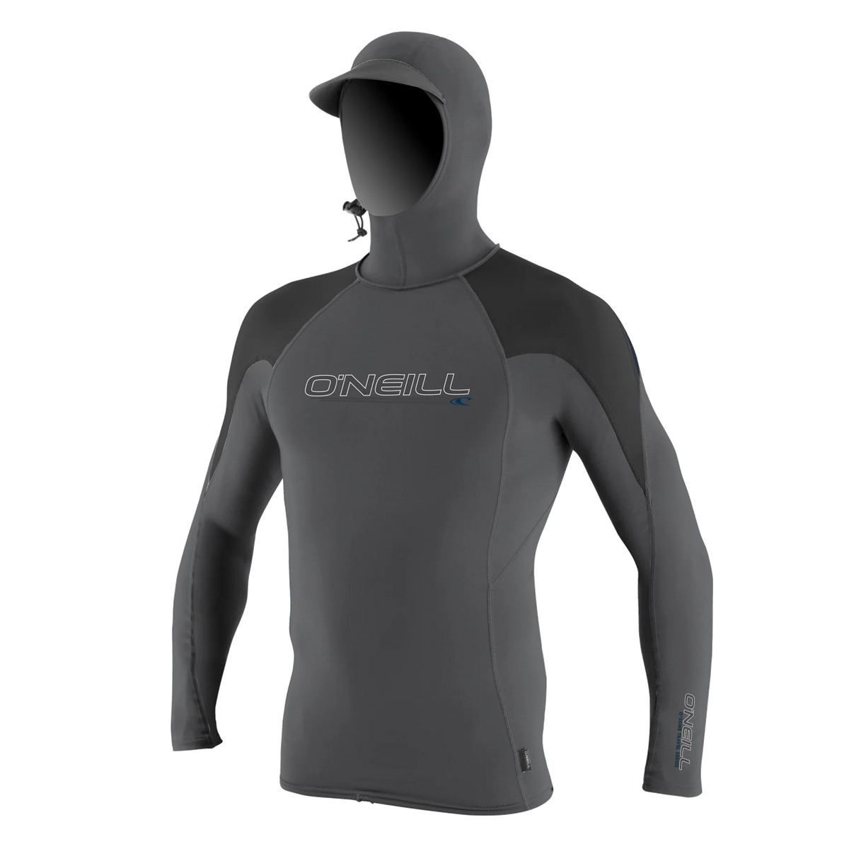 O'Neill Men’s Premium Skins Hooded Long Sleeve Rashguard — Smoke /  Raven /  Slate, front view