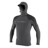 O'Neill Men’s Premium Skins Hooded Long Sleeve Rashguard — Smoke /  Raven /  Slate, front view