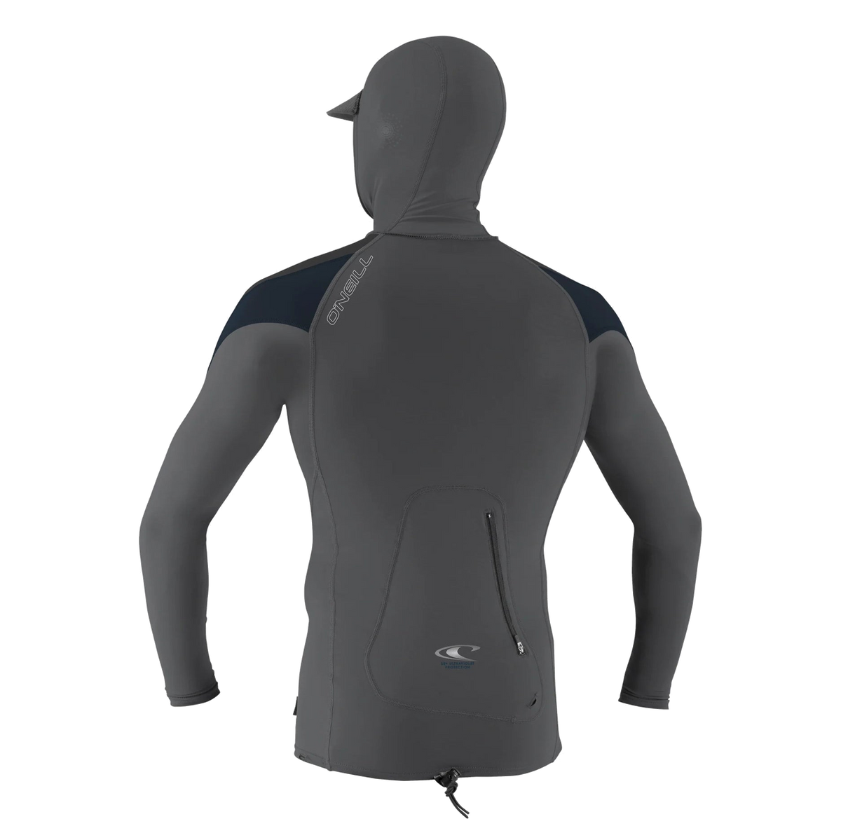 O'Neill Men’s Premium Skins Hooded Long Sleeve Rashguard — Smoke /  Raven /  Slate, additional view