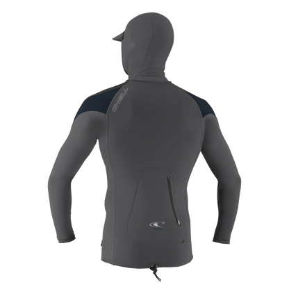 O'Neill Men’s Premium Skins Hooded Long Sleeve Rashguard — Smoke /  Raven /  Slate, additional view