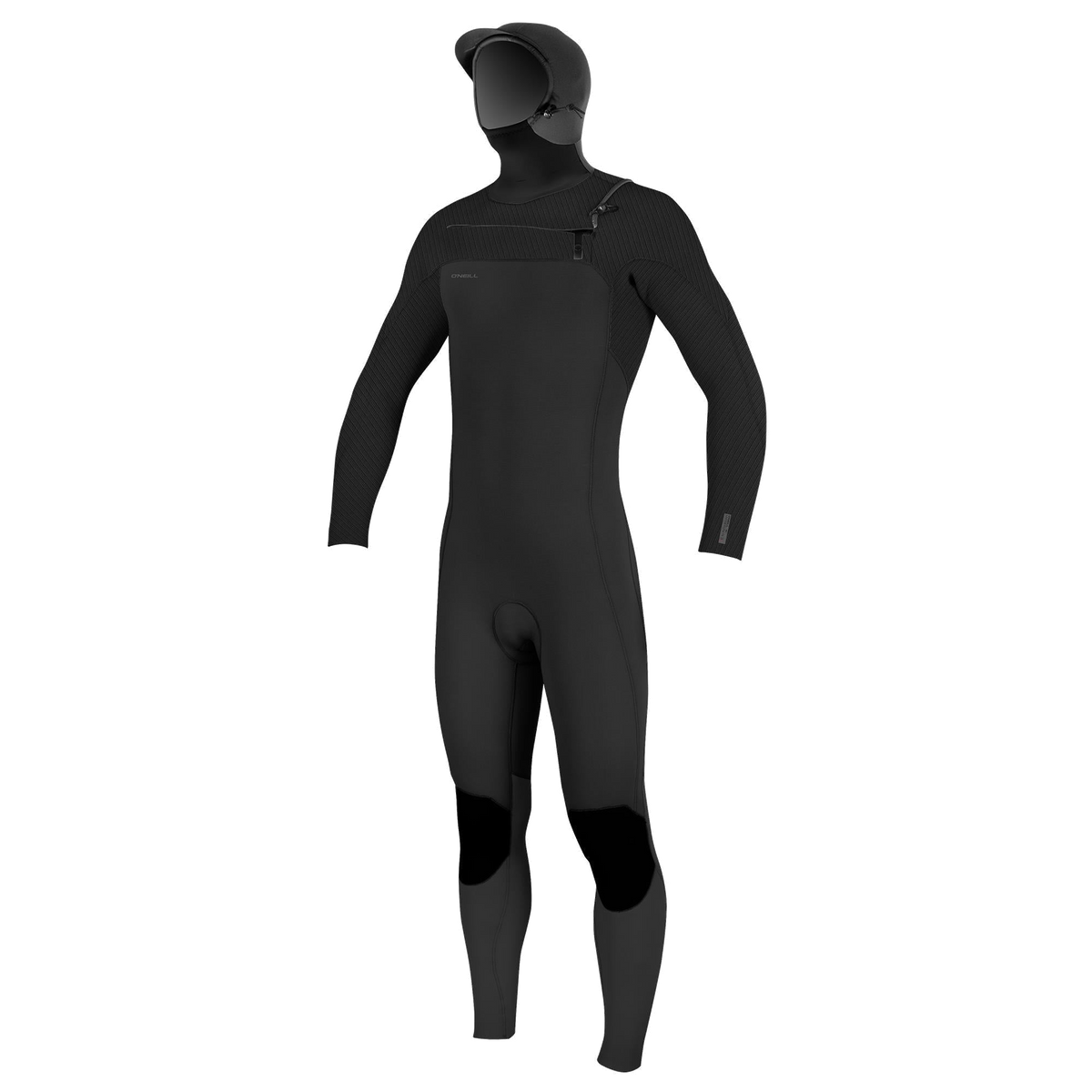 O'Neill Hyperfreak 4/3mm chest zip hooded full wetsuit in black