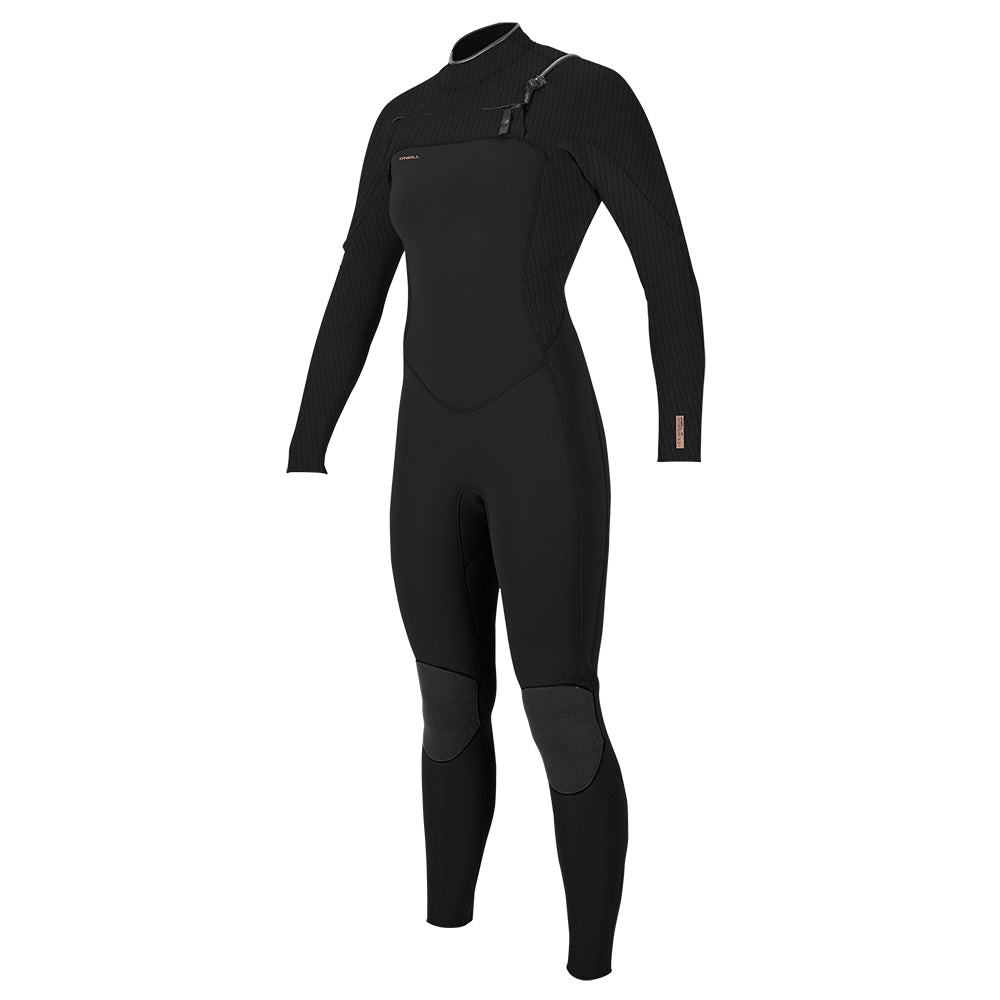 O'Neill Women’s Hyperfreak FUZE 3/2+mm Chest Zip Full Wetsuit – Black / Black — product view