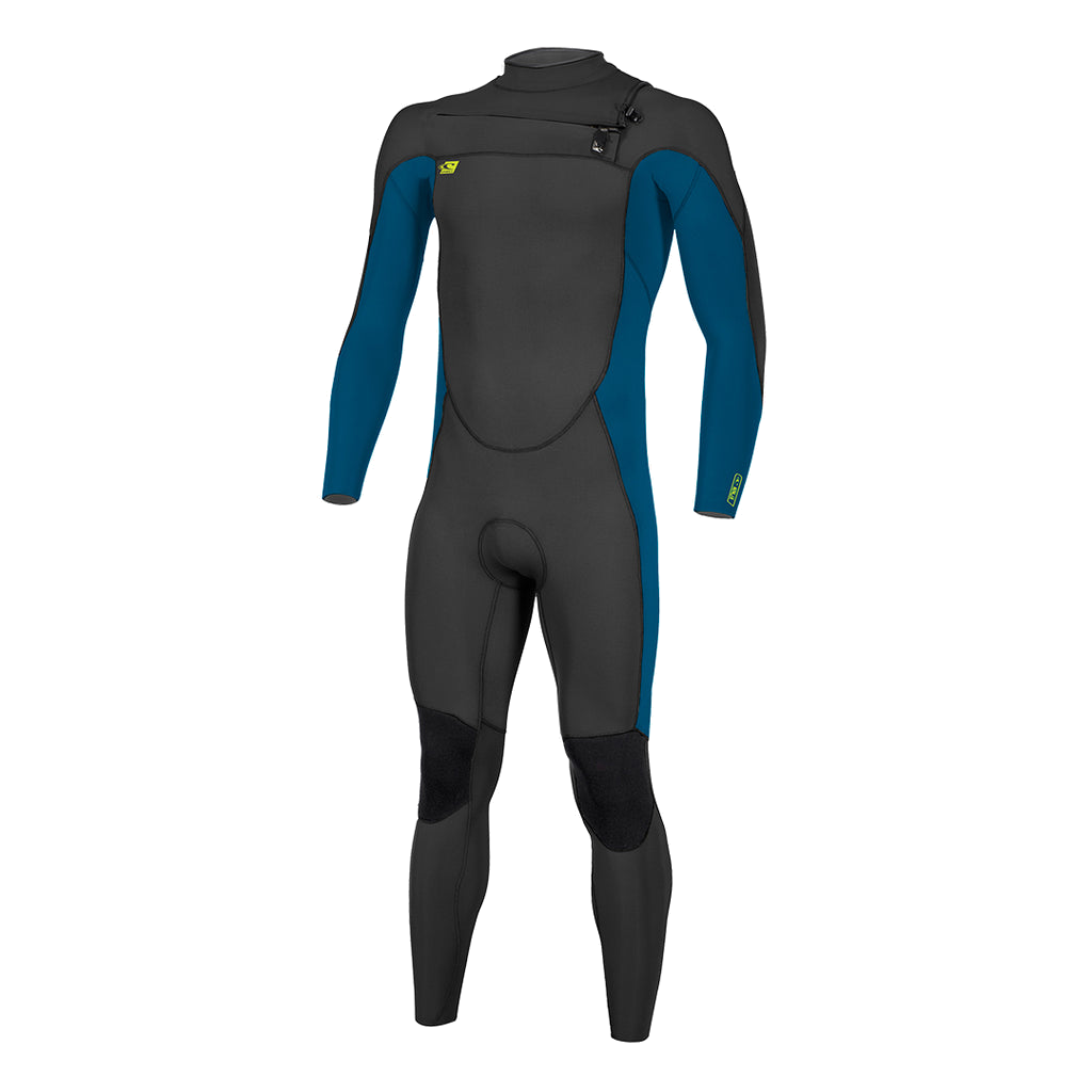 O'Neill Youth Ninja 4/3mm Chest Zip Full Wetsuit – Black / Ultra Blu / Dglo — product view