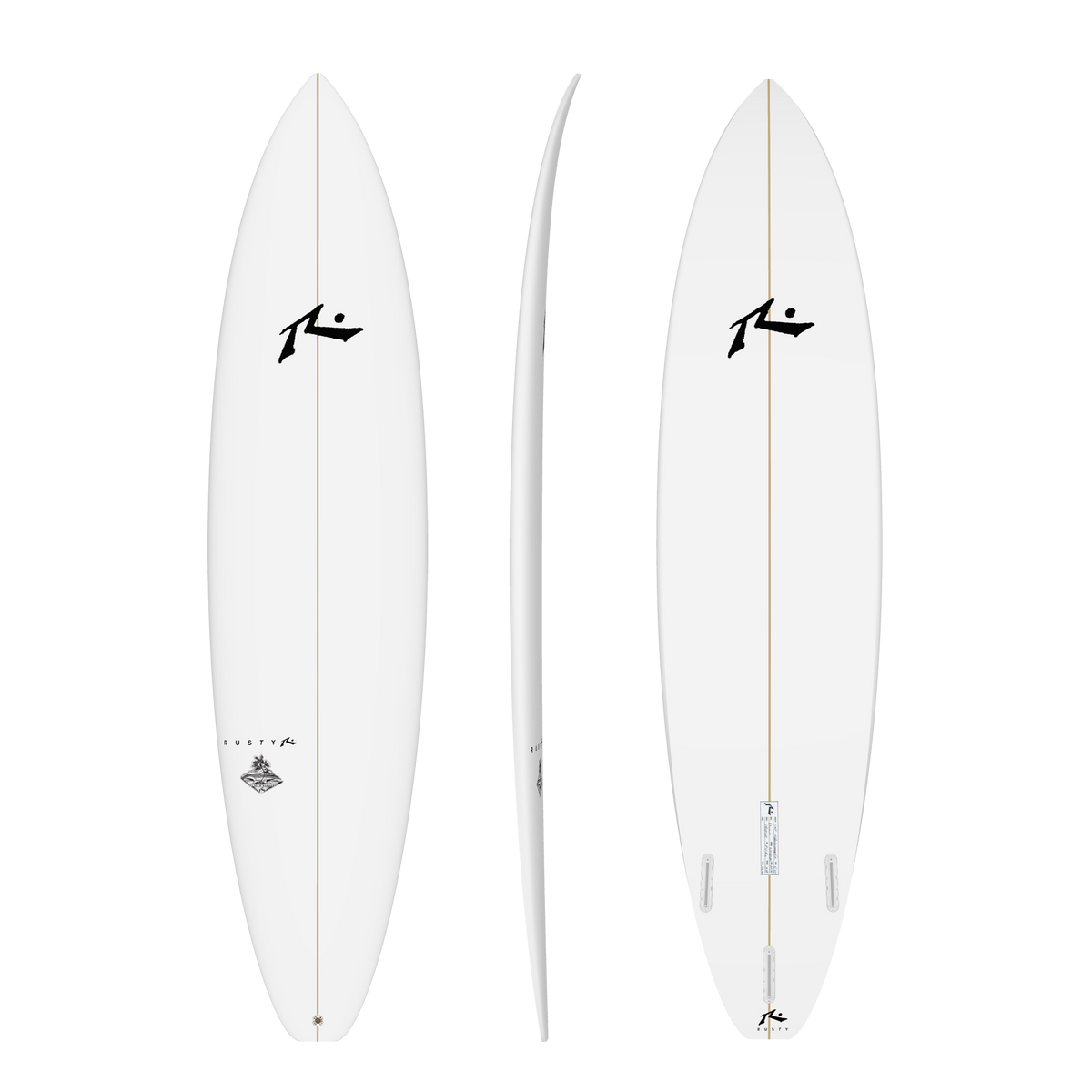 Rusty DESERT ISLAND surfboard on transparent background