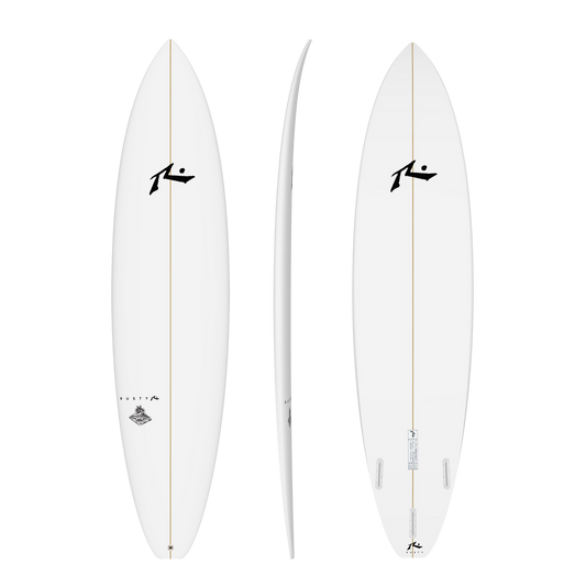 Rusty DESERT ISLAND surfboard on transparent background