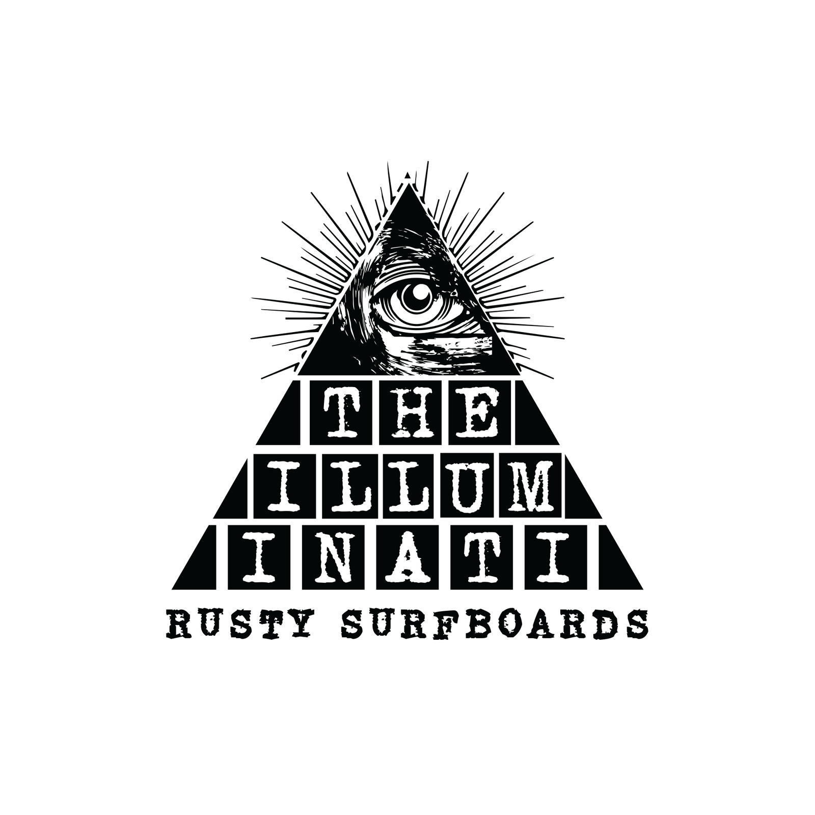 Rusty Surfboards Illuminati model artwork