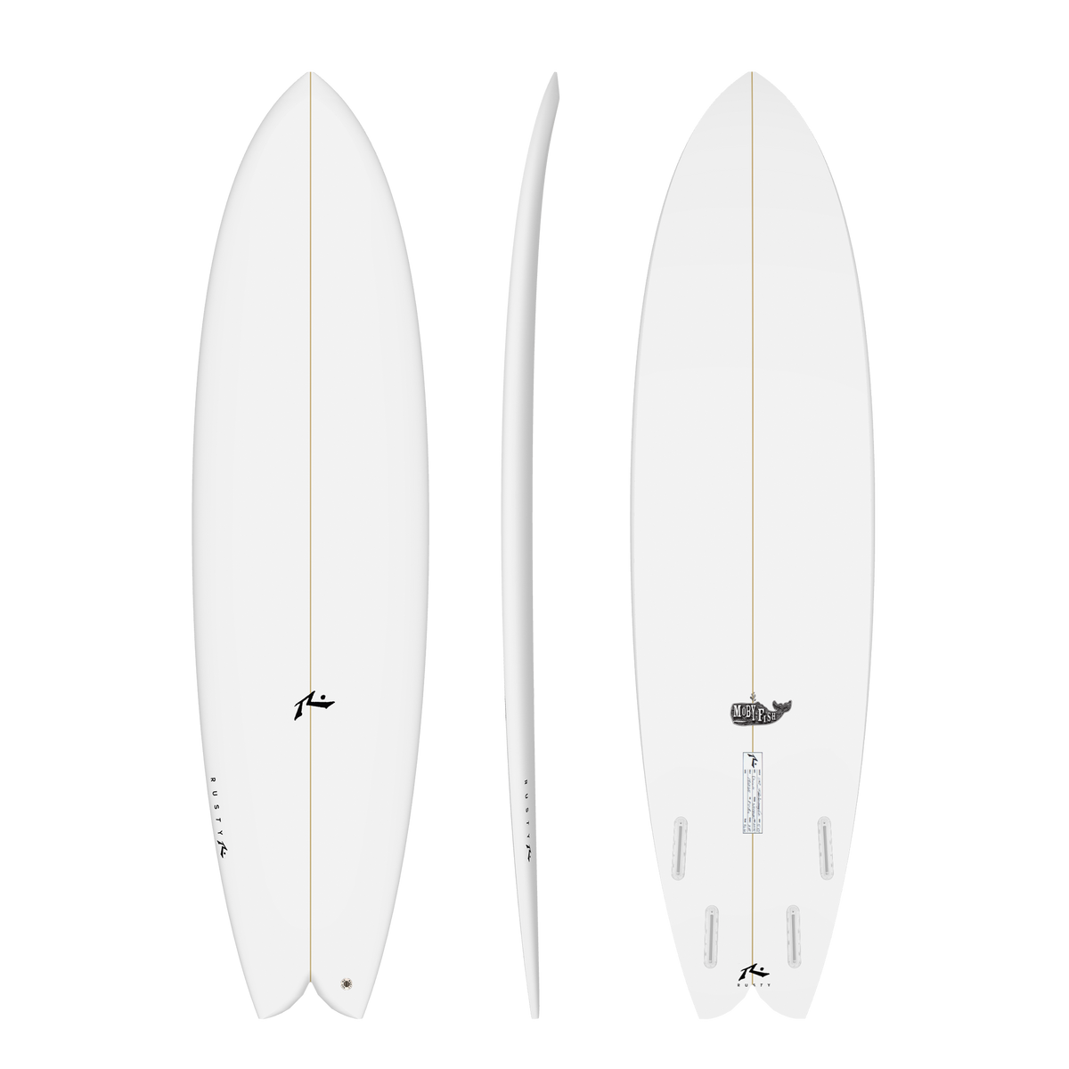 Rusty MOBY FISH surfboard on transparent background