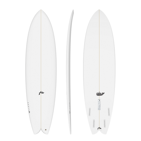 Rusty MOBY FISH surfboard on transparent background