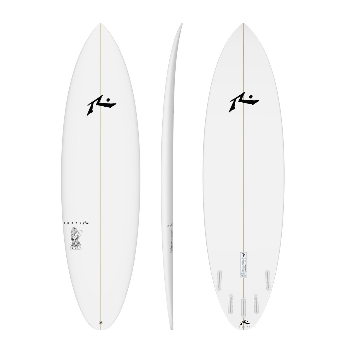 Rusty YETI surfboard on transparent background