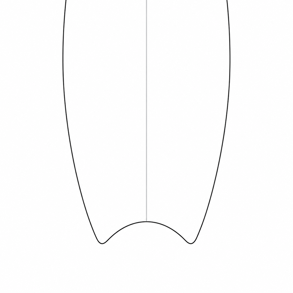 Crescent / Moon surfboard tail outline, viewed from above