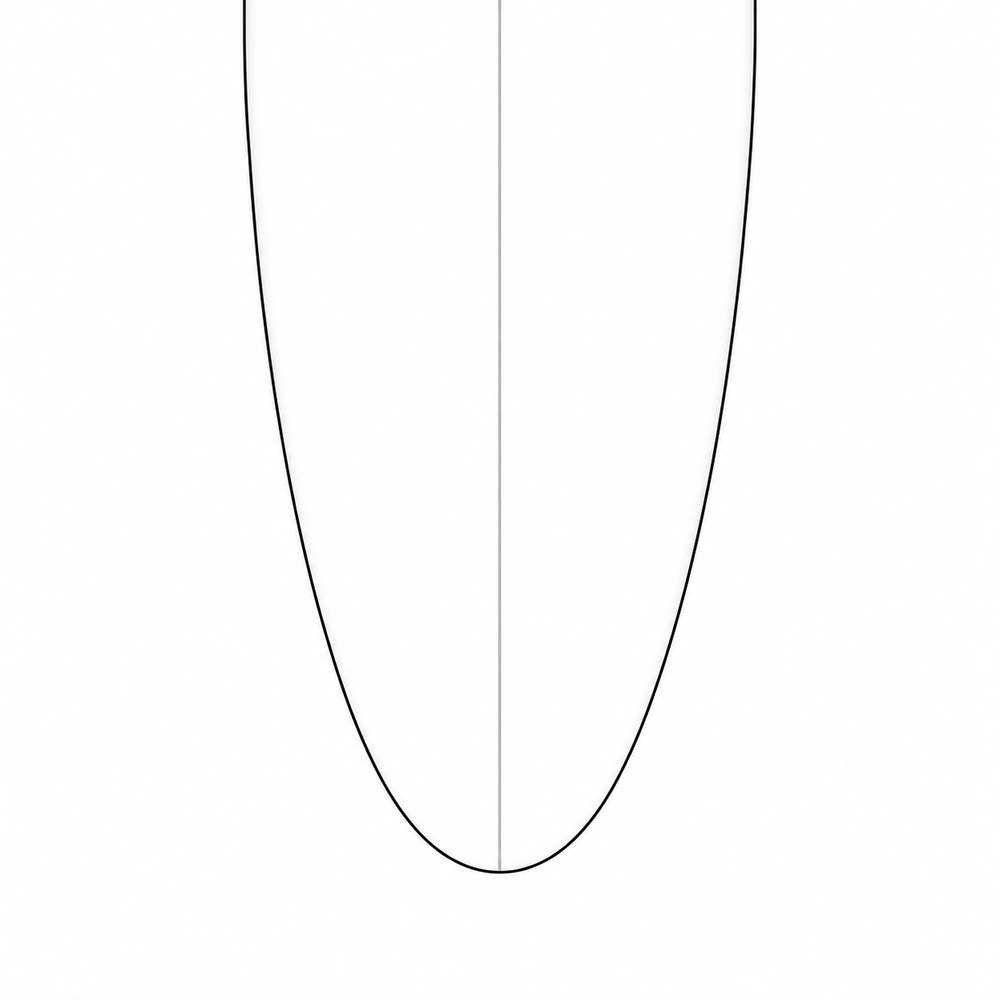 Round / Thumb surfboard tail outline, viewed from above