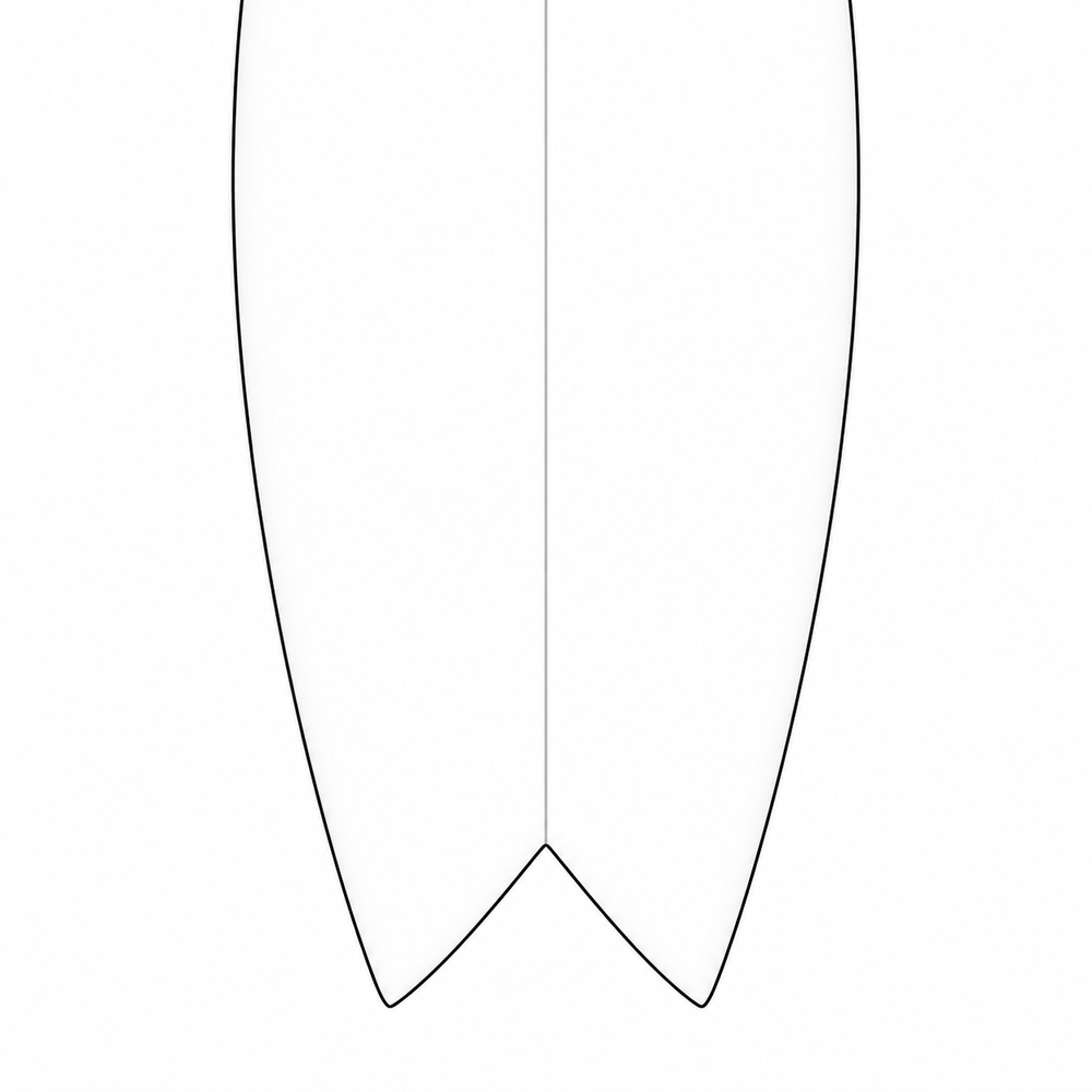 Swallow surfboard tail outline, viewed from above